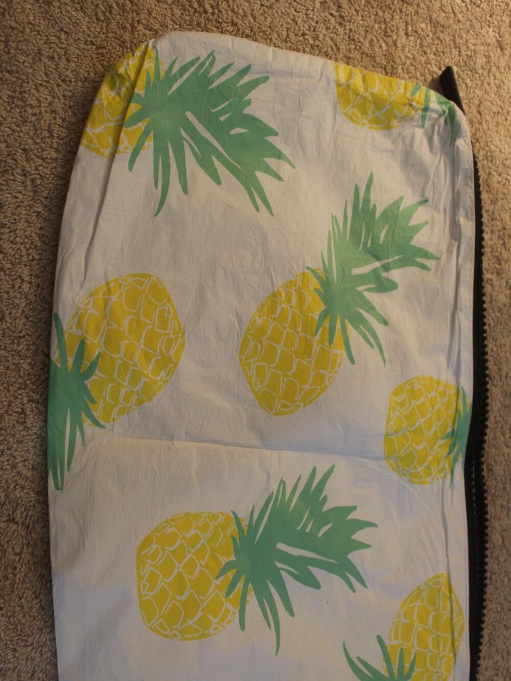 White Pineapple Print Zip Travel Pouch
